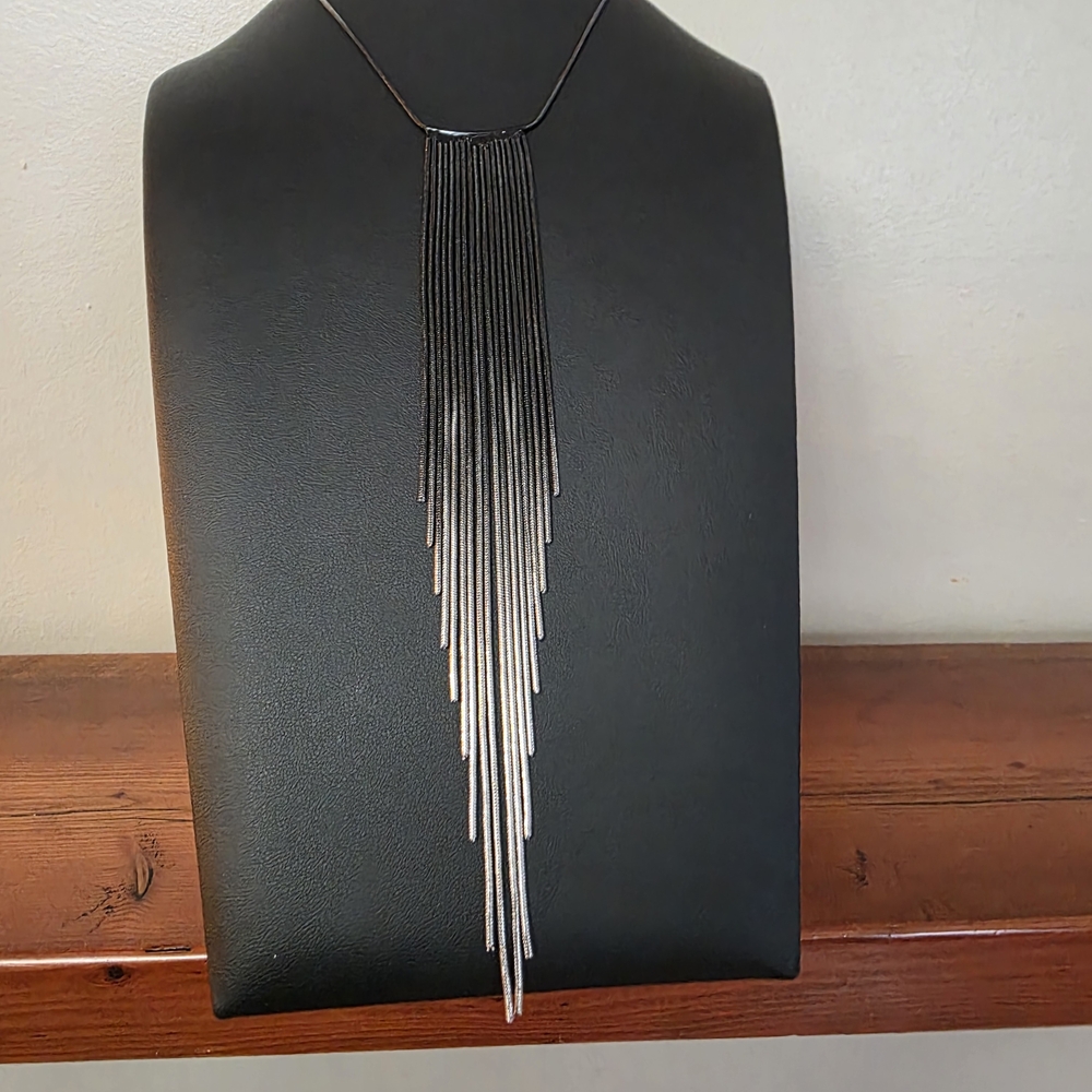 Elegant Silver Fringe Necklace